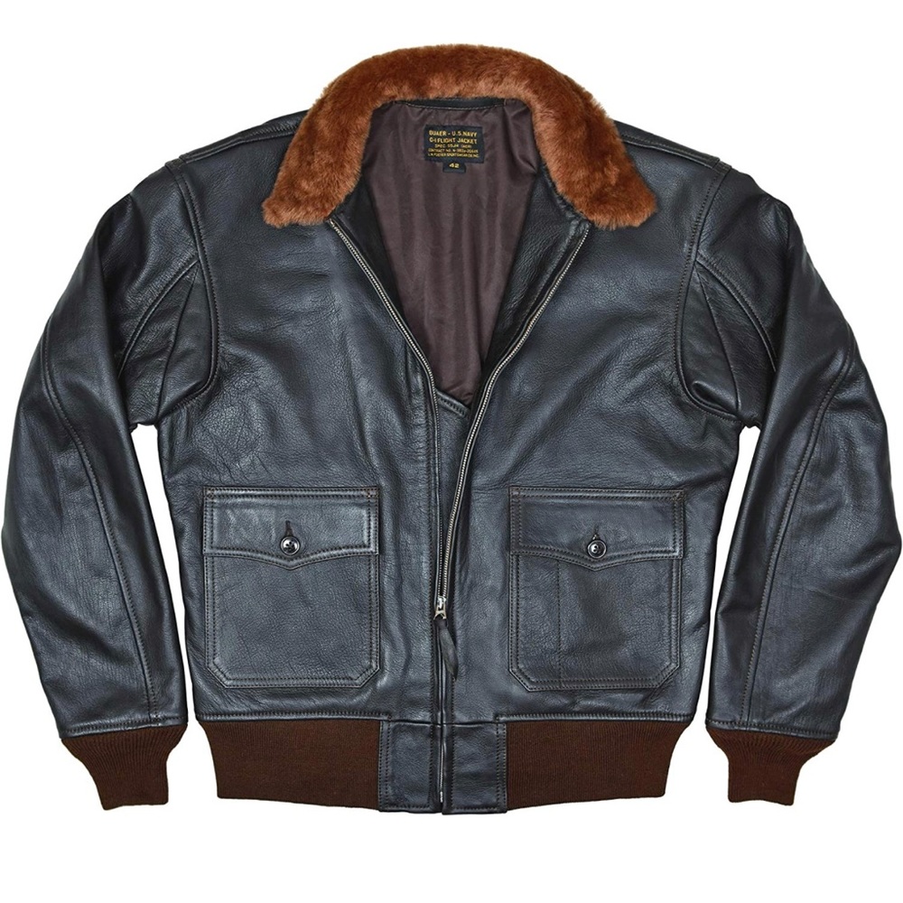 Men's G-1 Buaer 55j14 US Naval Military Spec Leather Flight Bomber Jacket